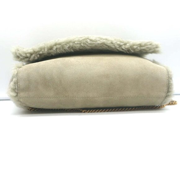 Saint Laurent Kate Shearling Medium Reversible Shoulder Bag Beige Suede - Picture 8 of 12